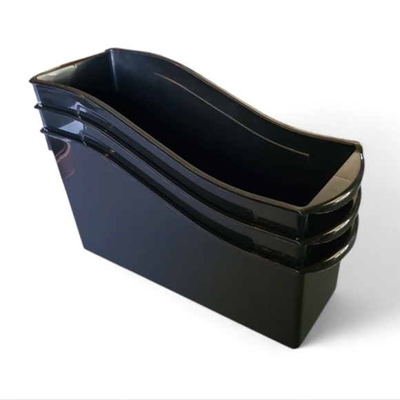 Storex Other - Storex 3 Pack Large Book Bins Heavy Duty Black Plastic Stackable & Linkable
